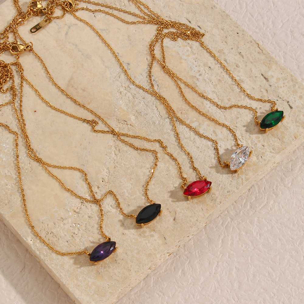 Marquis Gem Necklace - 18KT Gold Plated Krystal Touch