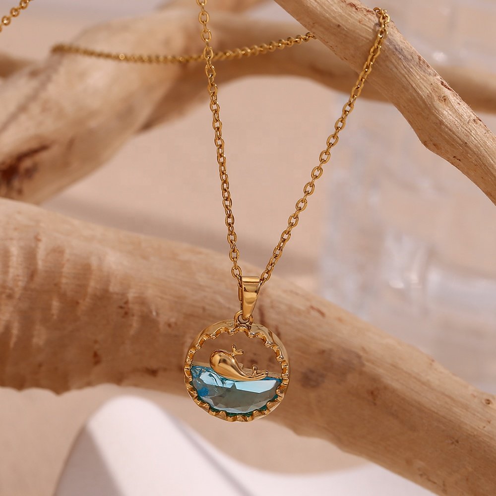 Ocean Whale Necklace – 18KT Gold Plated Krystal Touch
