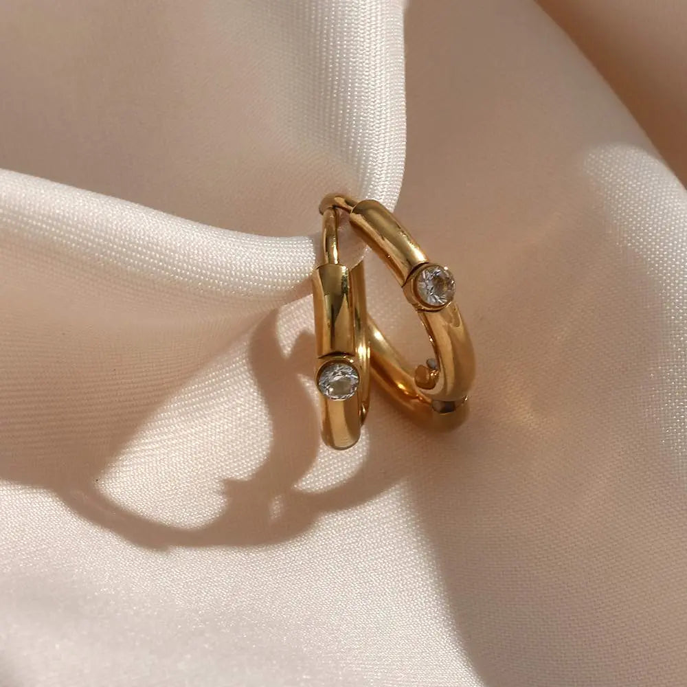 Mini Designer Hoop -18KT Gold Plated - Krystal Touch