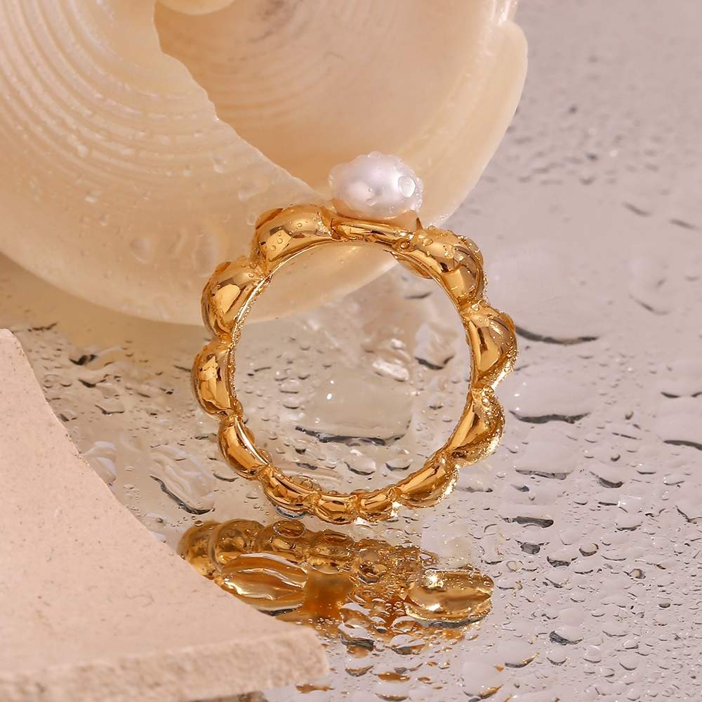 Blossom Pearl Ring – 18KT Gold Plated Krystal Touch