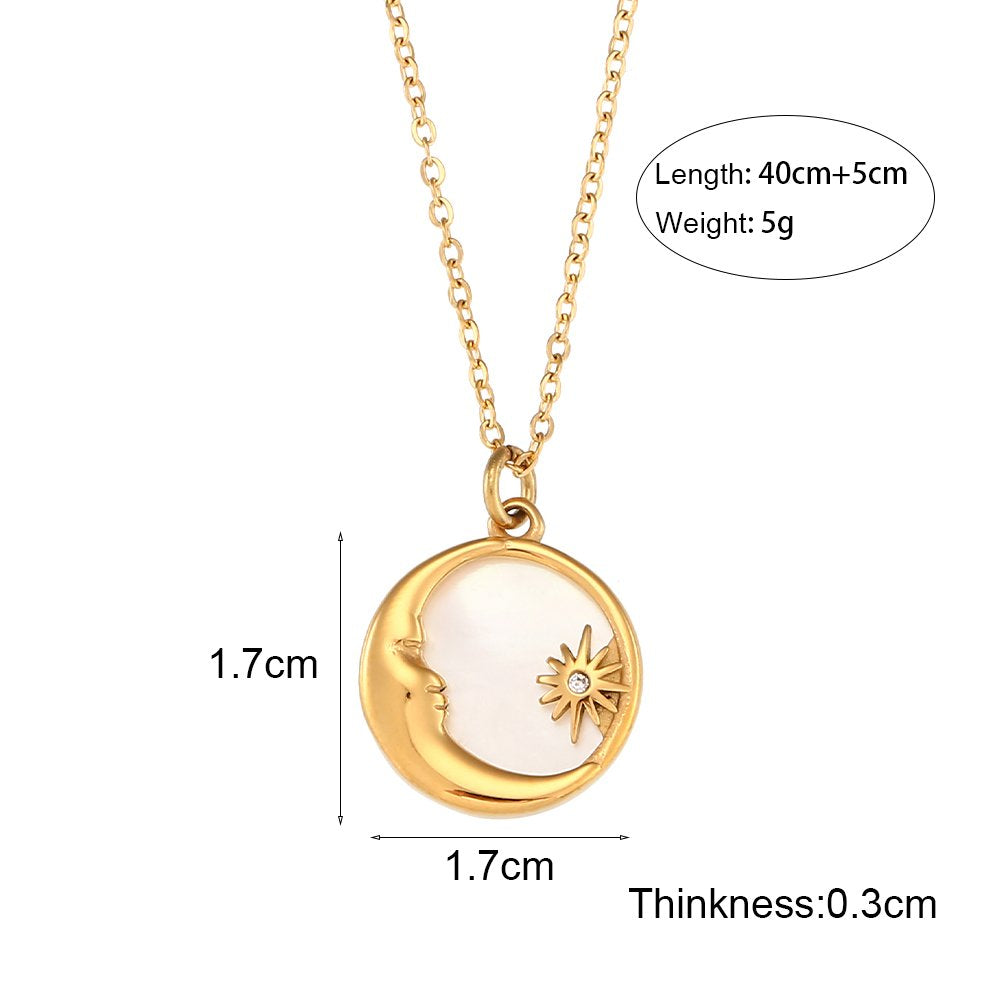 Mother of Pearl with Sun & Moon – 18KT Gold Plated Krystal Touch