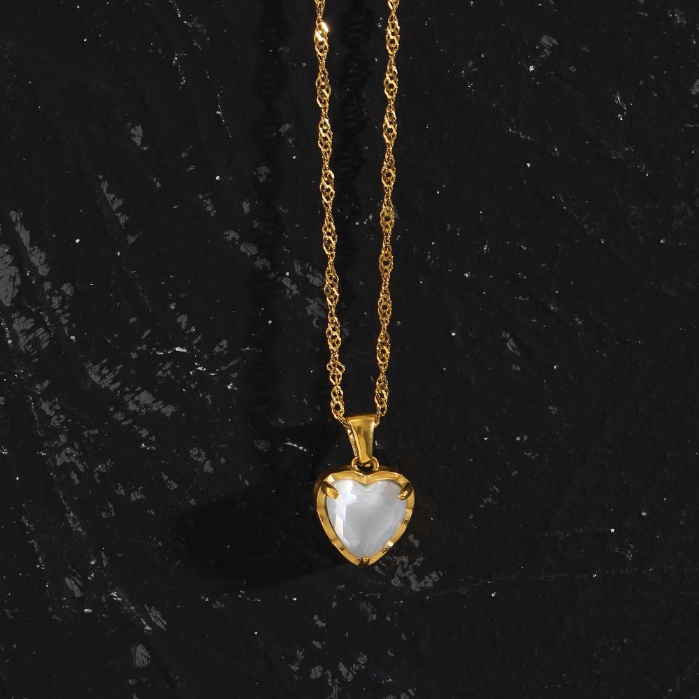 Zircon White Stone Heart Pendant Krystal Touch