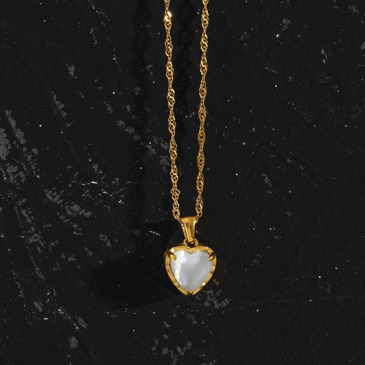 Zircon White Stone Heart Pendant Krystal Touch