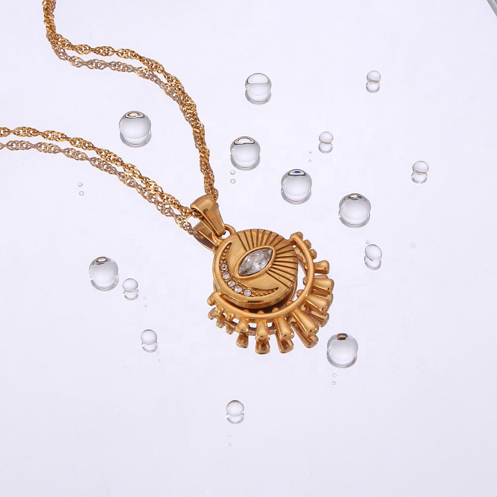 Eye Water Drop Necklace -18KT Gold Plated Krystal Touch