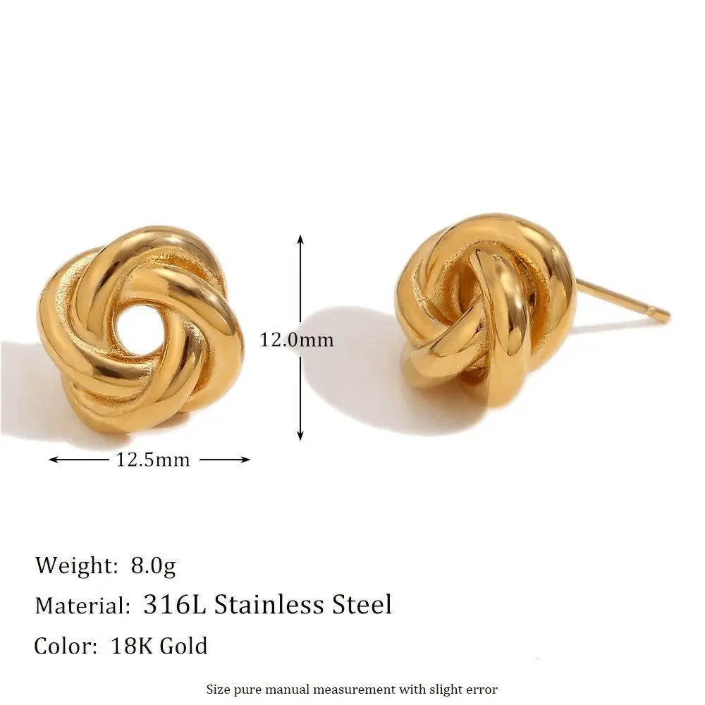 Ball of Wool Stud – 18KT Gold Plated - Krystal Touch