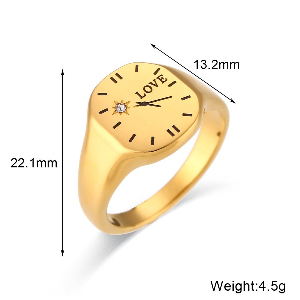Timeless Watch Dial Ring – 18KT Gold Plated Krystal Touch