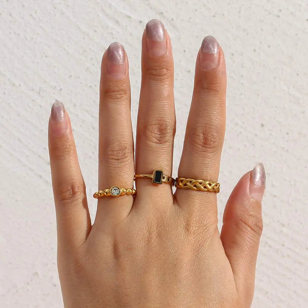 Vintage Adjustable Beaded Ring – 18KT Gold Plated - Krystal Touch