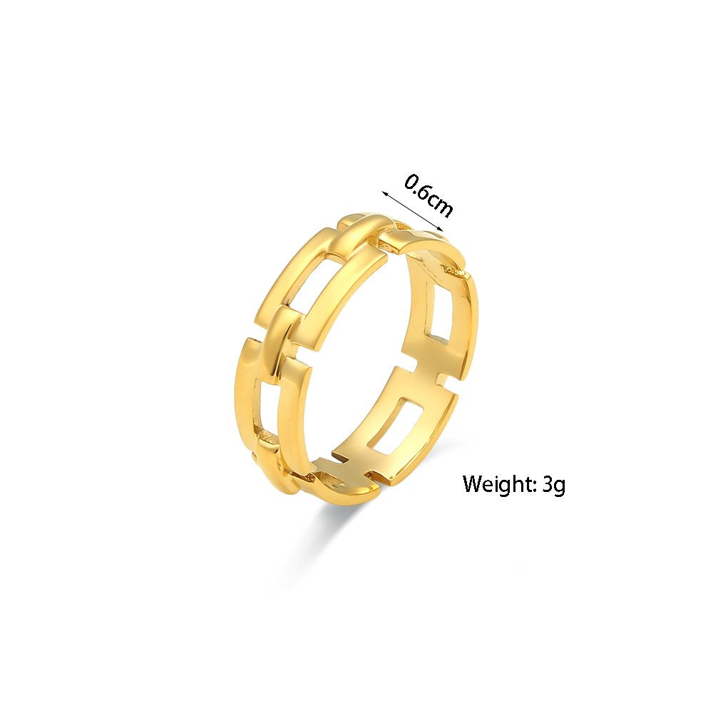 Sleek Geo Hollow Ring – 18KT Gold Plated Krystal Touch