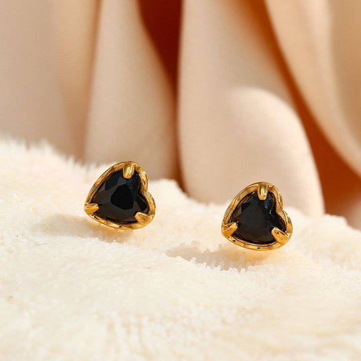 Tiny Black Onyx - 18 KT Gold Plated Krystal Touch