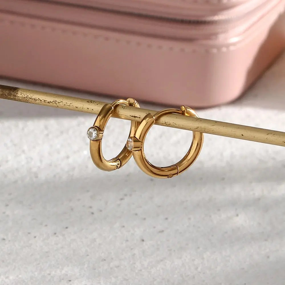 Mini Designer Hoop -18KT Gold Plated - Krystal Touch