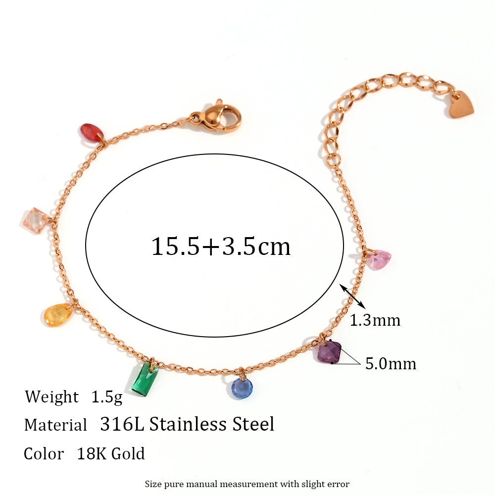 Fashion Colourful Glass Beaded Charm Necklace - 18k Gold Plated