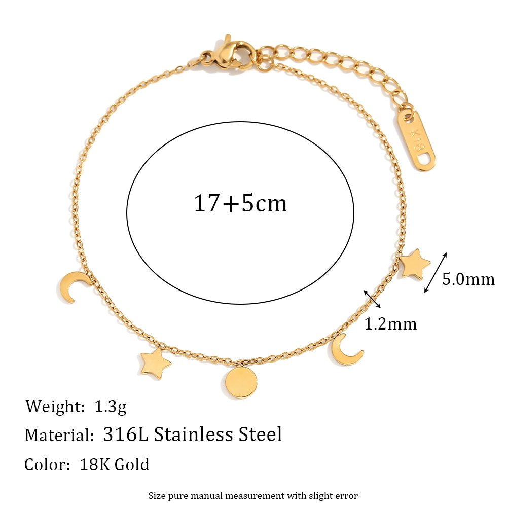 Sun, Star & Moon Charm Bracelet – 18KT Gold Plated