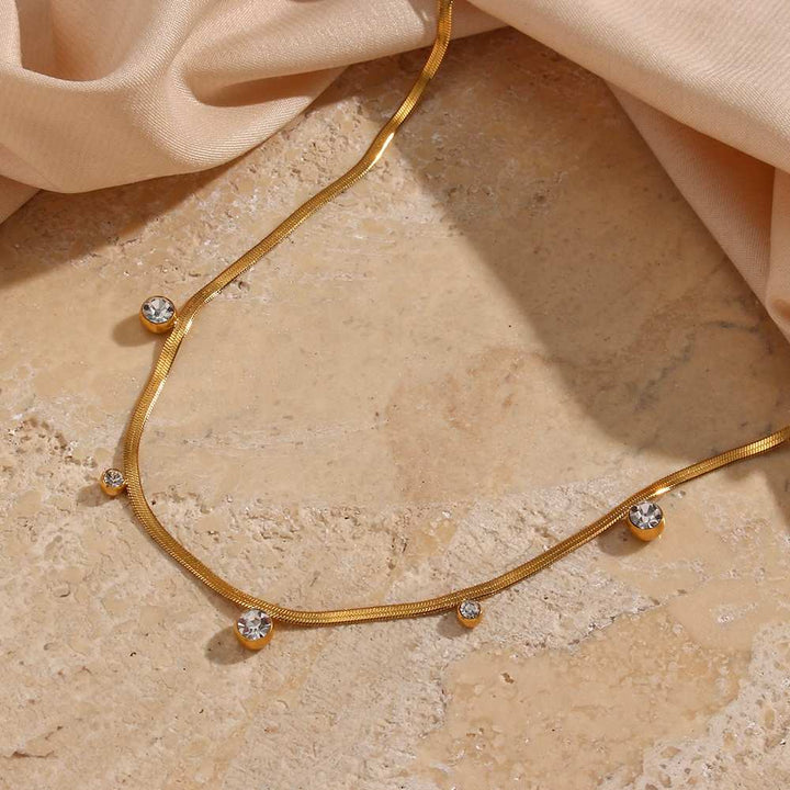 Stylish Zircon Necklace - 18KT Gold Plated Krystal Touch