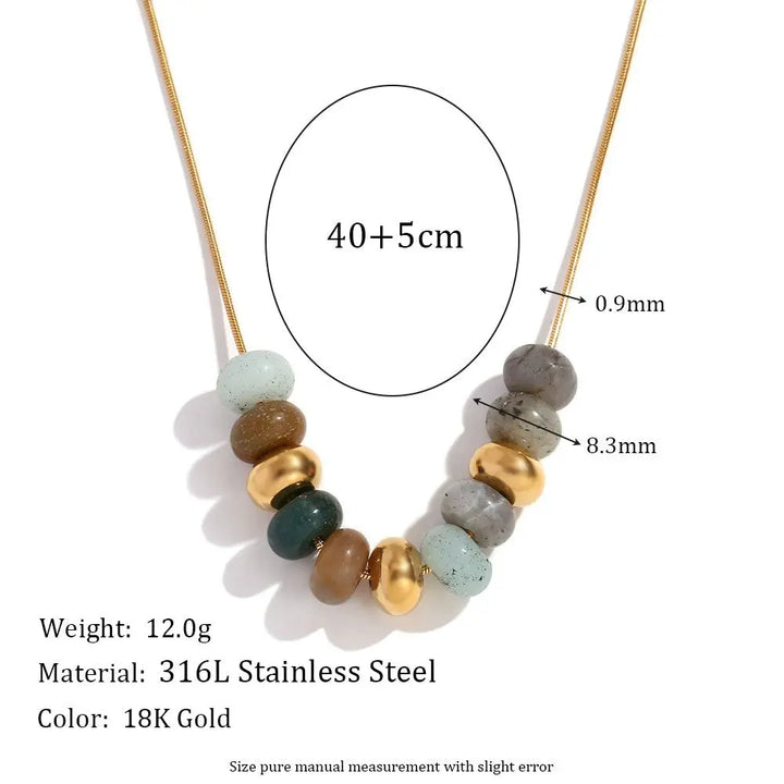 Natural Stone Drop Earrings – 18KT Gold Plated - Krystal Touch