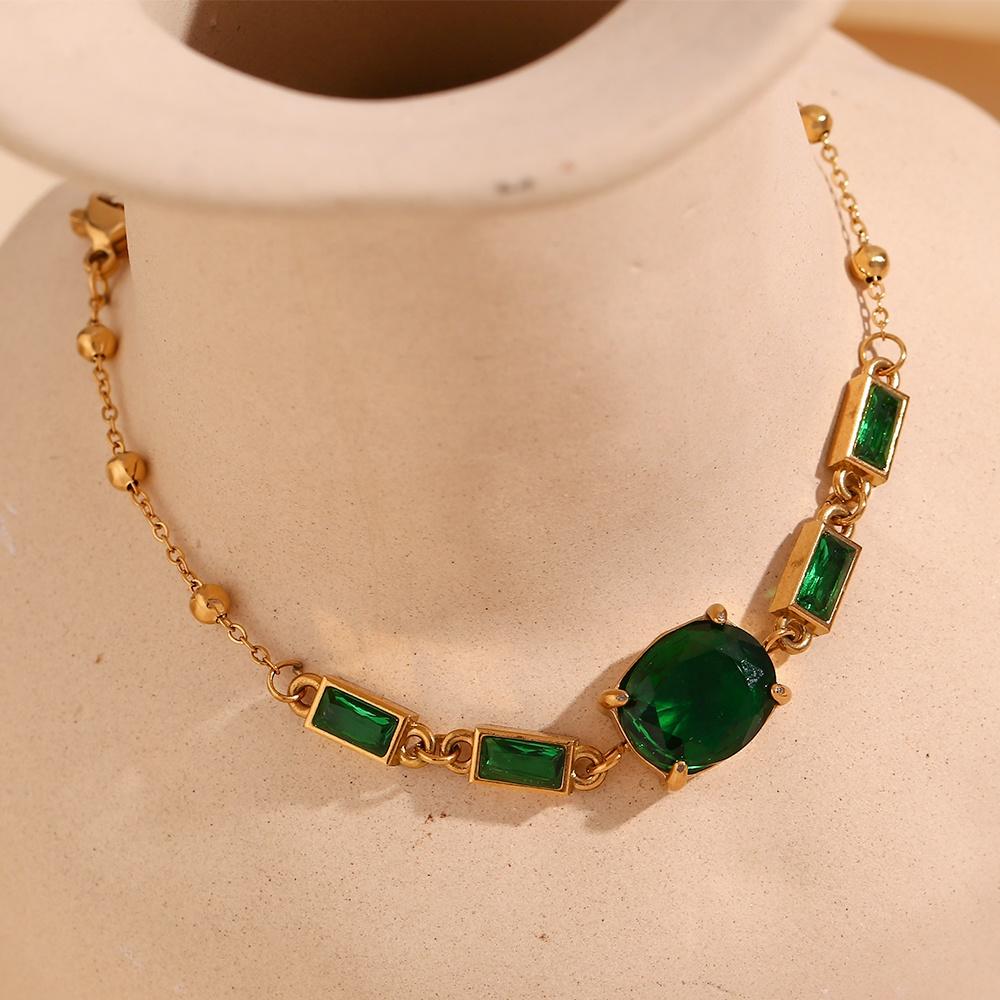 Emerald Green Bracelet – 18KT Gold Plated Krystal Touch