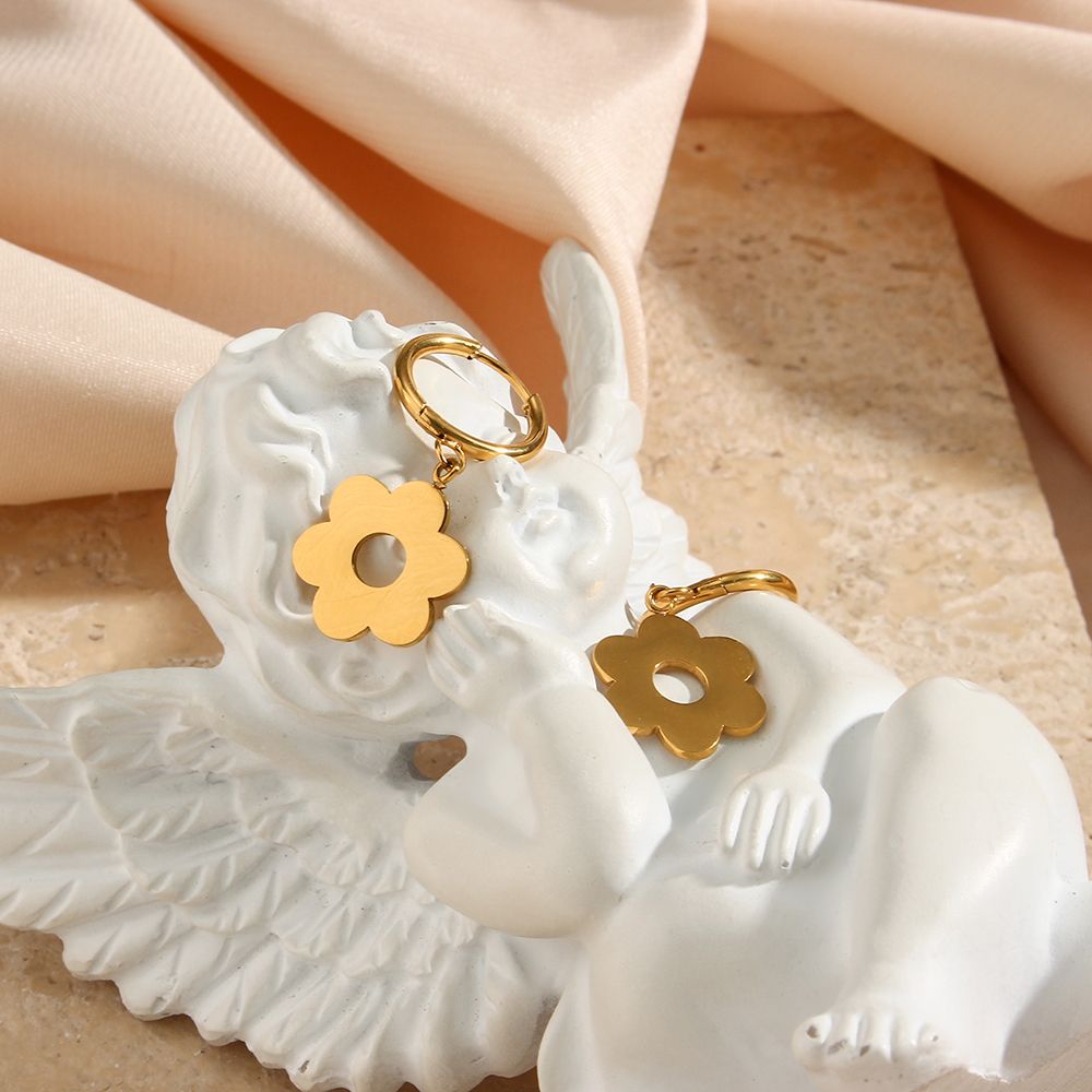 Dainty Hollow Flower Drop – 18KT Gold Plated