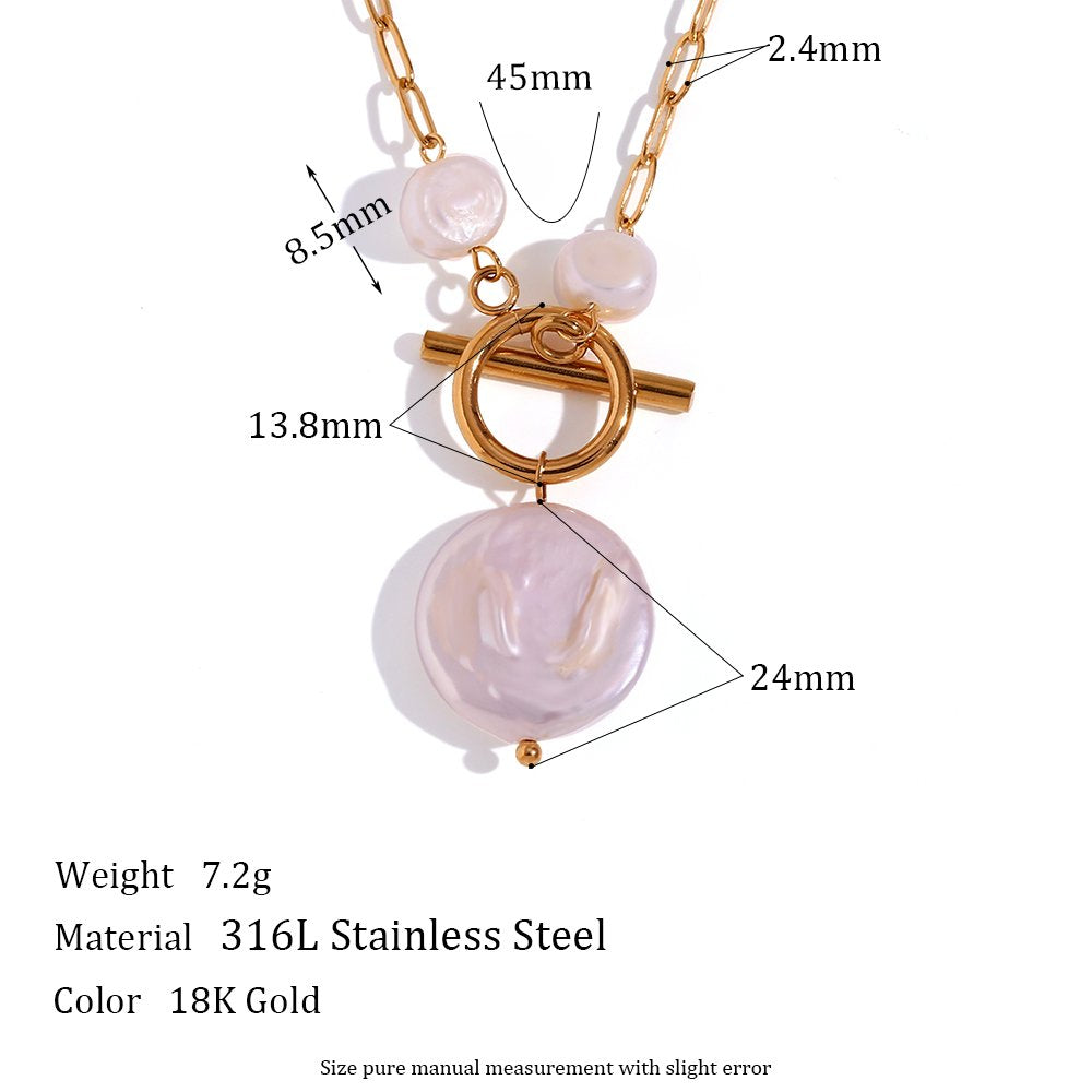 Elegant Fresh Water Pearl Necklace - 18KT Gold Plated Krystal Touch
