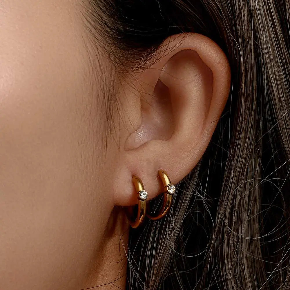 Mini Designer Hoop -18KT Gold Plated - Krystal Touch