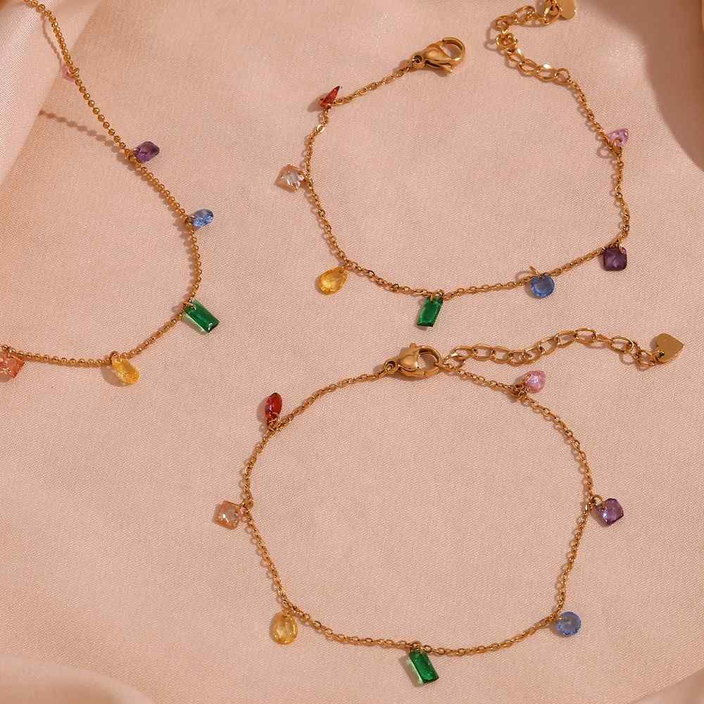 Fashion Colourful Glass Beaded Charm Necklace - 18k Gold Plated