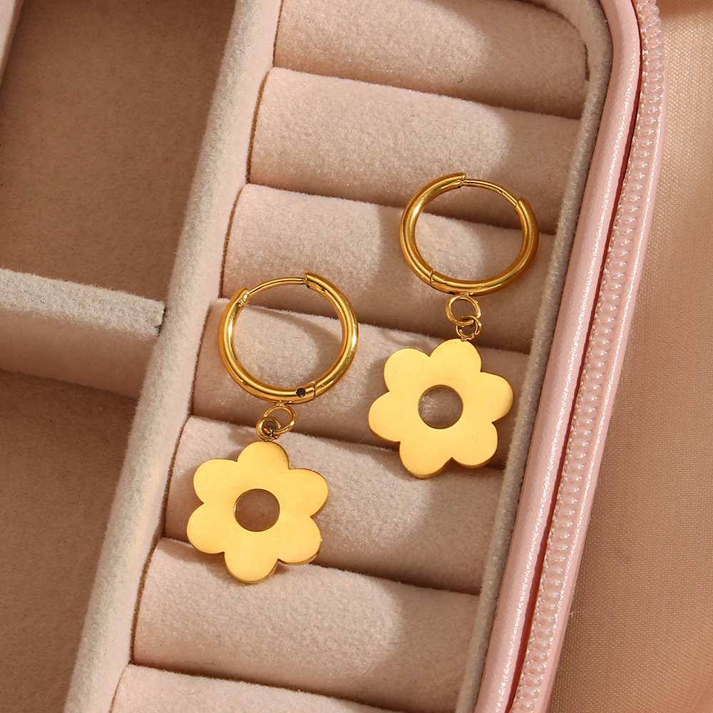 Dainty Hollow Flower Drop – 18KT Gold Plated