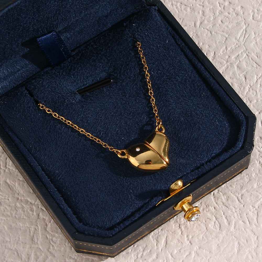 Zircon Magnetic Heart Pendant - 18KT Gold Plated Krystal Touch