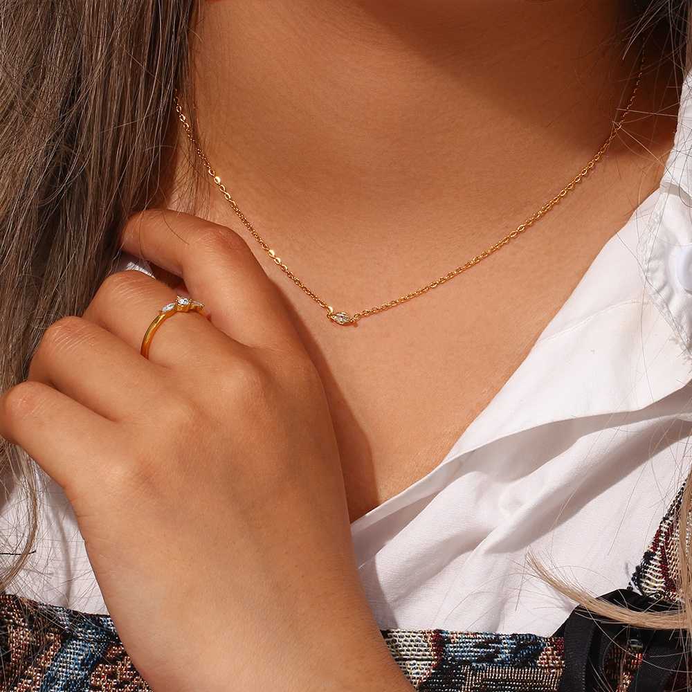 Dainty Zircon Necklace - 18KT Gold Plated Krystal Touch