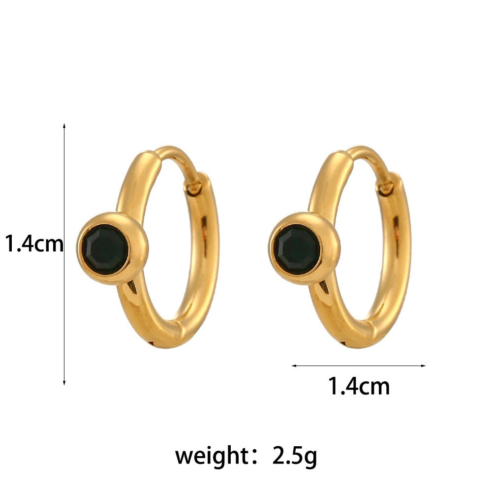 Bezel Setting Zircon Huggies – 18KT Gold Plated