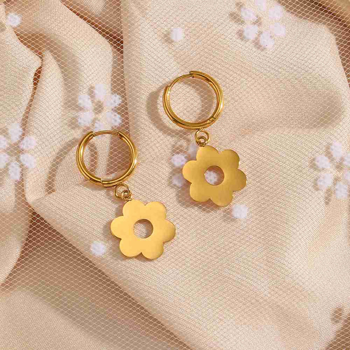 Dainty Hollow Flower Drop – 18KT Gold Plated