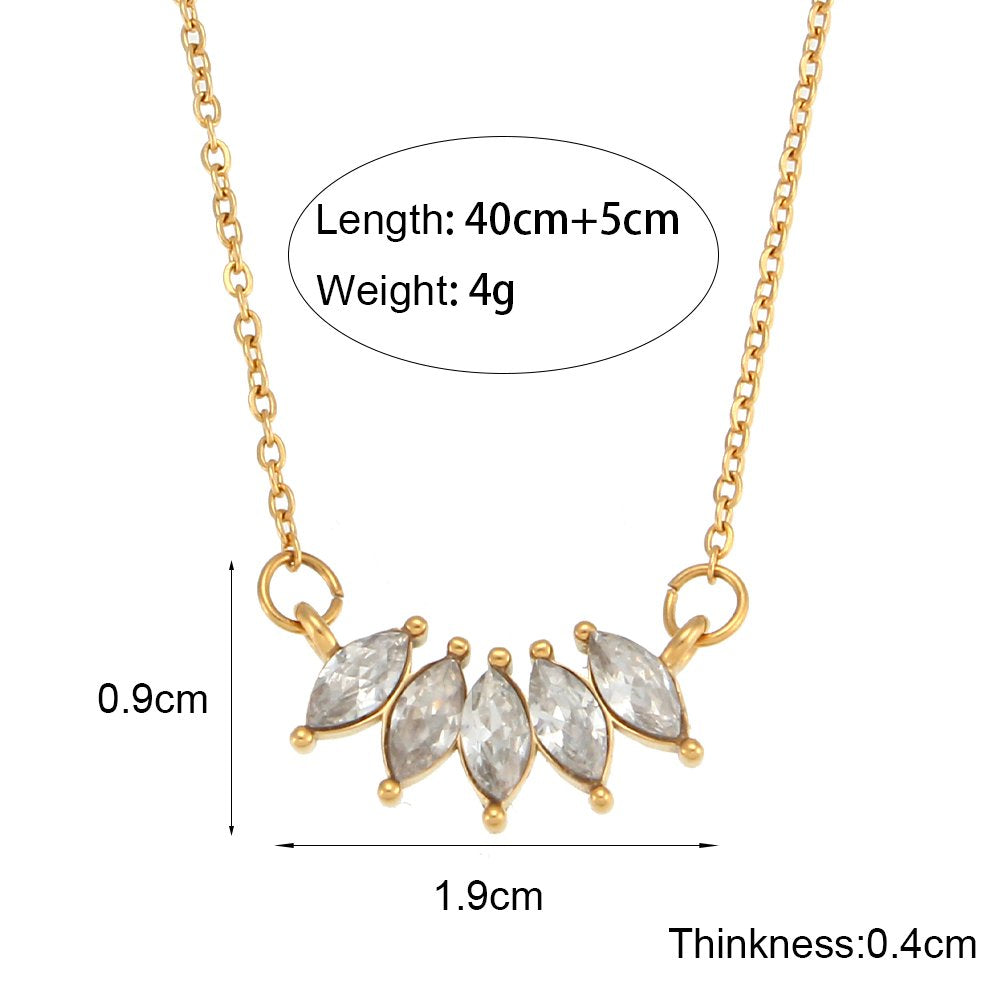 Zircon Leaf Pendant - 18KT Gold Plated Krystal Touch