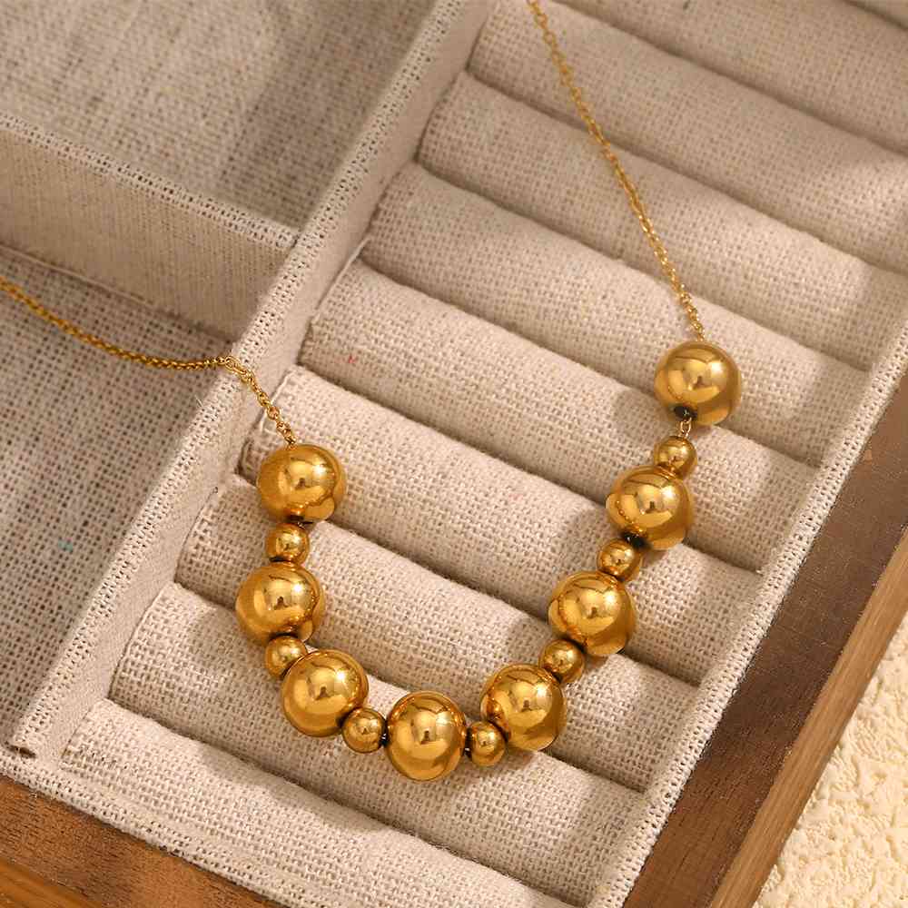 Golden Beaded Necklace – 18KT Gold Plated Krystal Touch