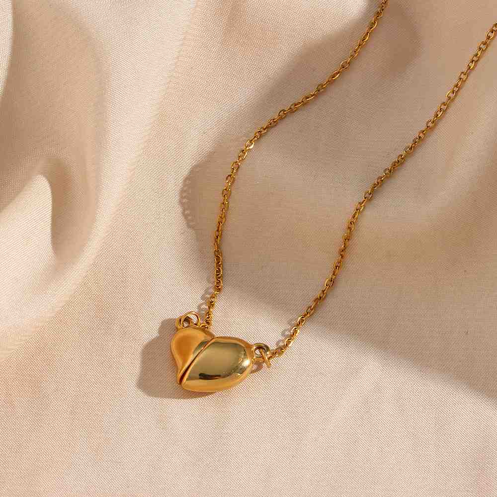 Zircon Magnetic Heart Pendant - 18KT Gold Plated Krystal Touch