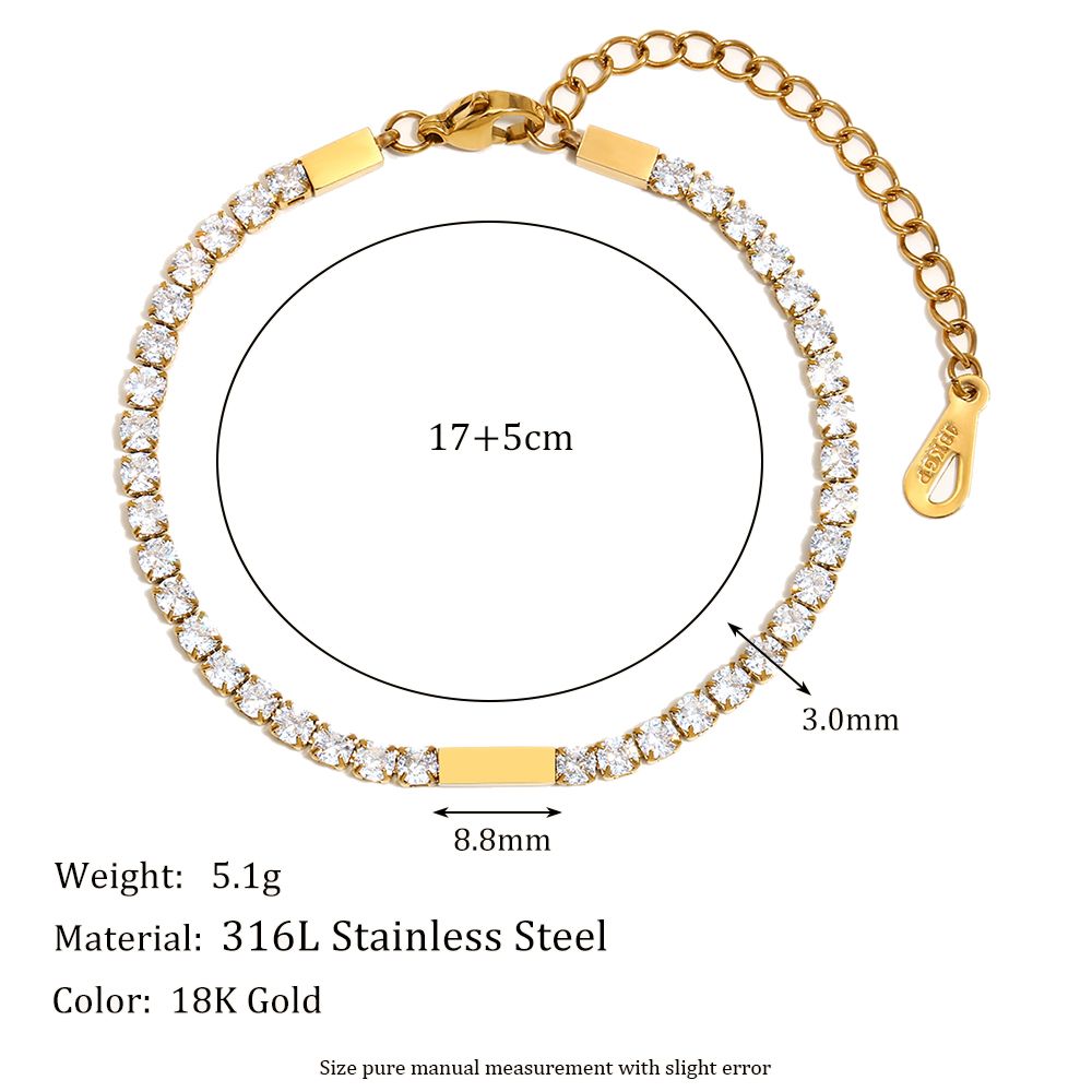 Luxe Tennis Sparkle Bracelet – 18KT Gold Plated Krystal Touch