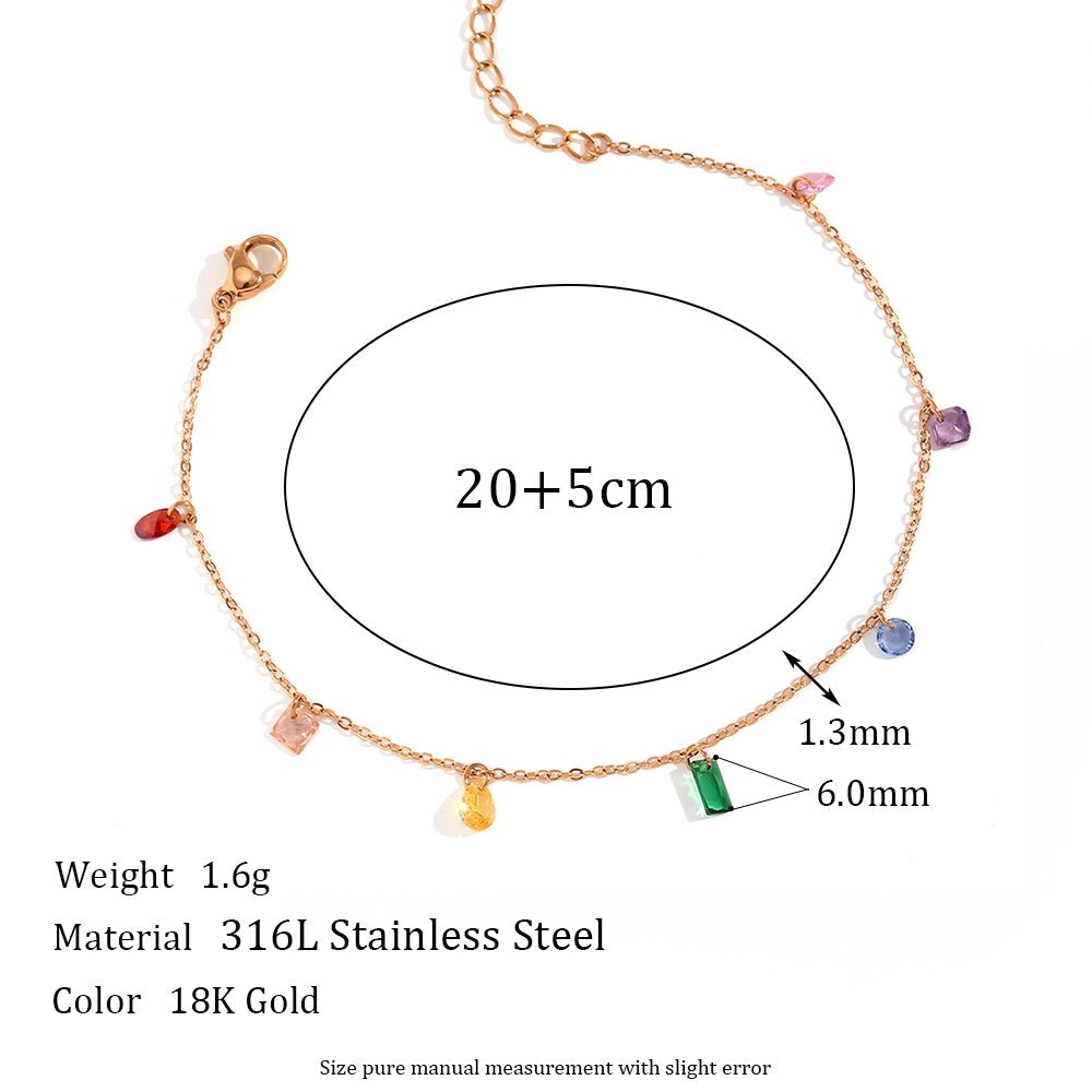 Fashion Colourful Glass Beaded Charm Necklace - 18k Gold Plated