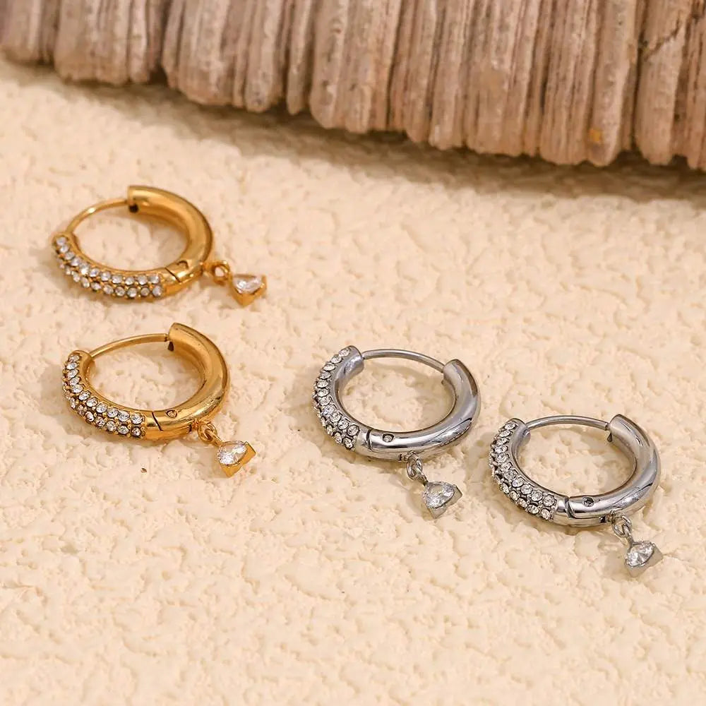 Golden Zircon Tiny Huggies – 18KT Gold Plated - Krystal Touch