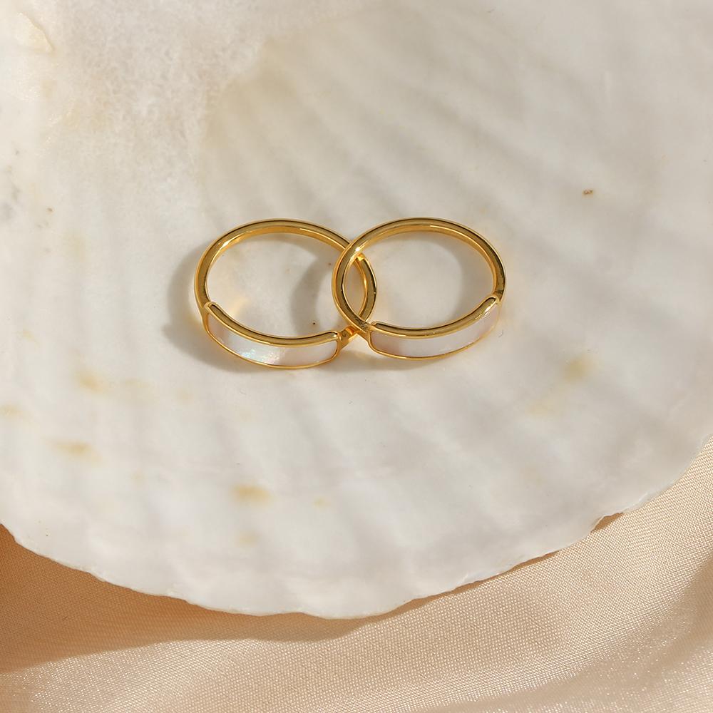 Thin Mother of Pearl Ring – 18KT Gold Plated Krystal Touch