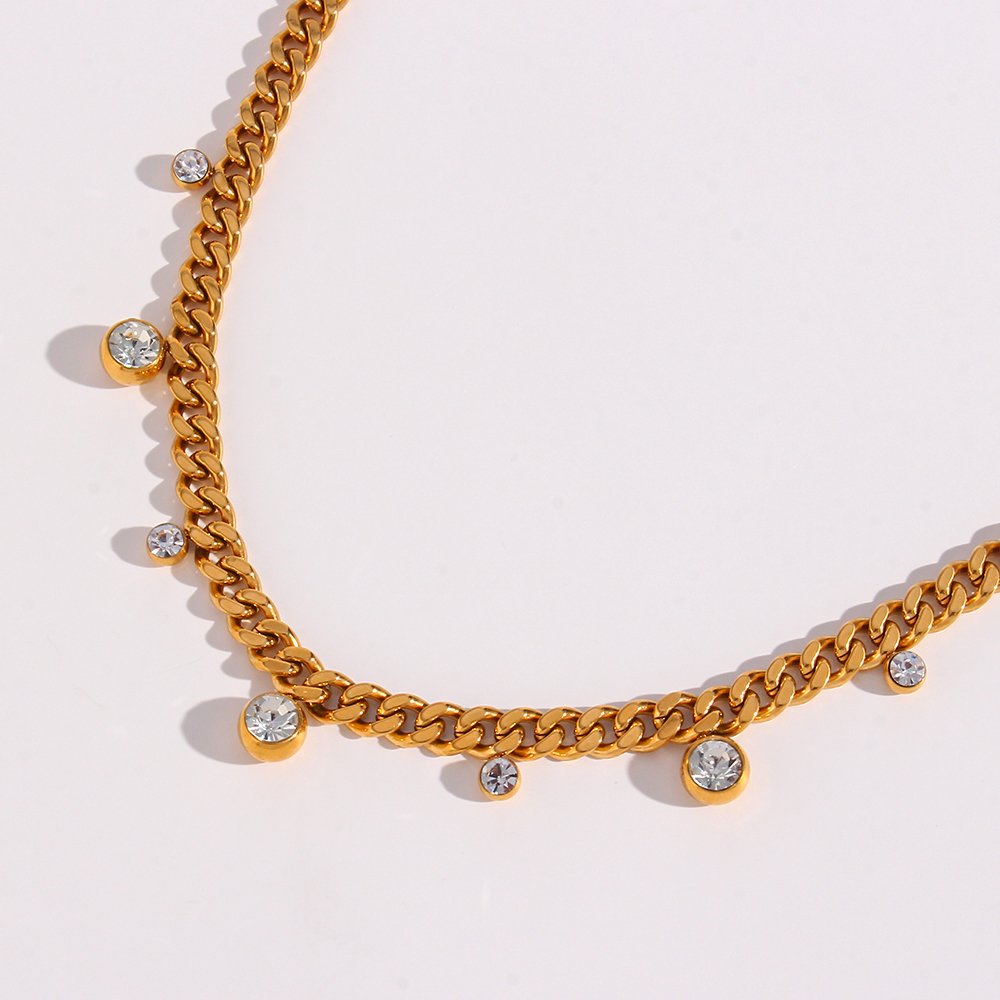 Chunky Cuban Necklace - 18KT Gold Plated Krystal Touch