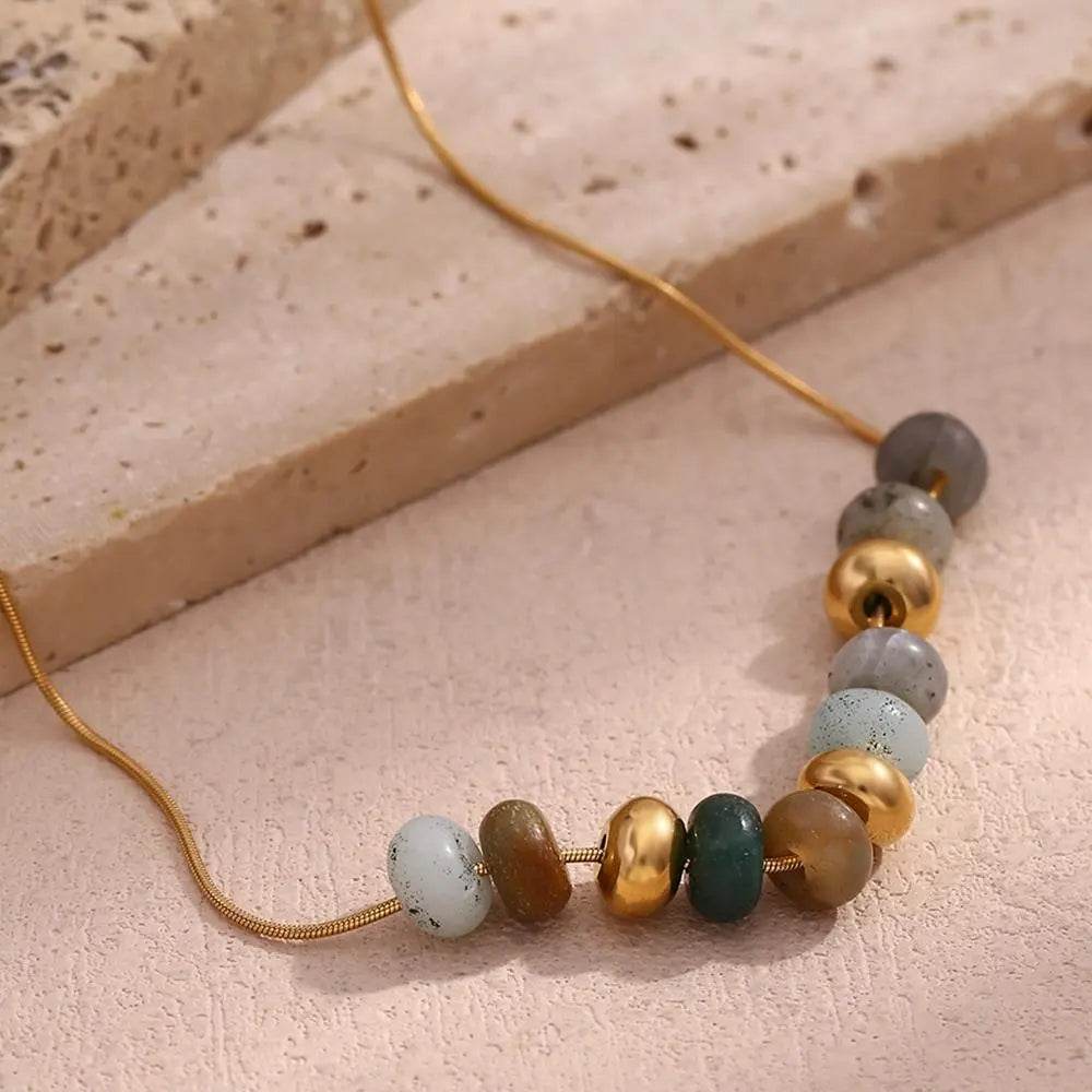 Natural Stone Drop Earrings – 18KT Gold Plated - Krystal Touch