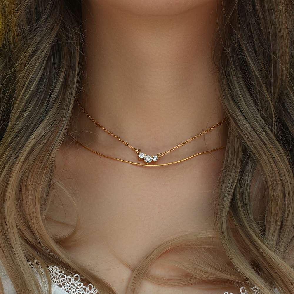 Exquisite Zircon Necklace - 18KT Gold Plated Krystal Touch