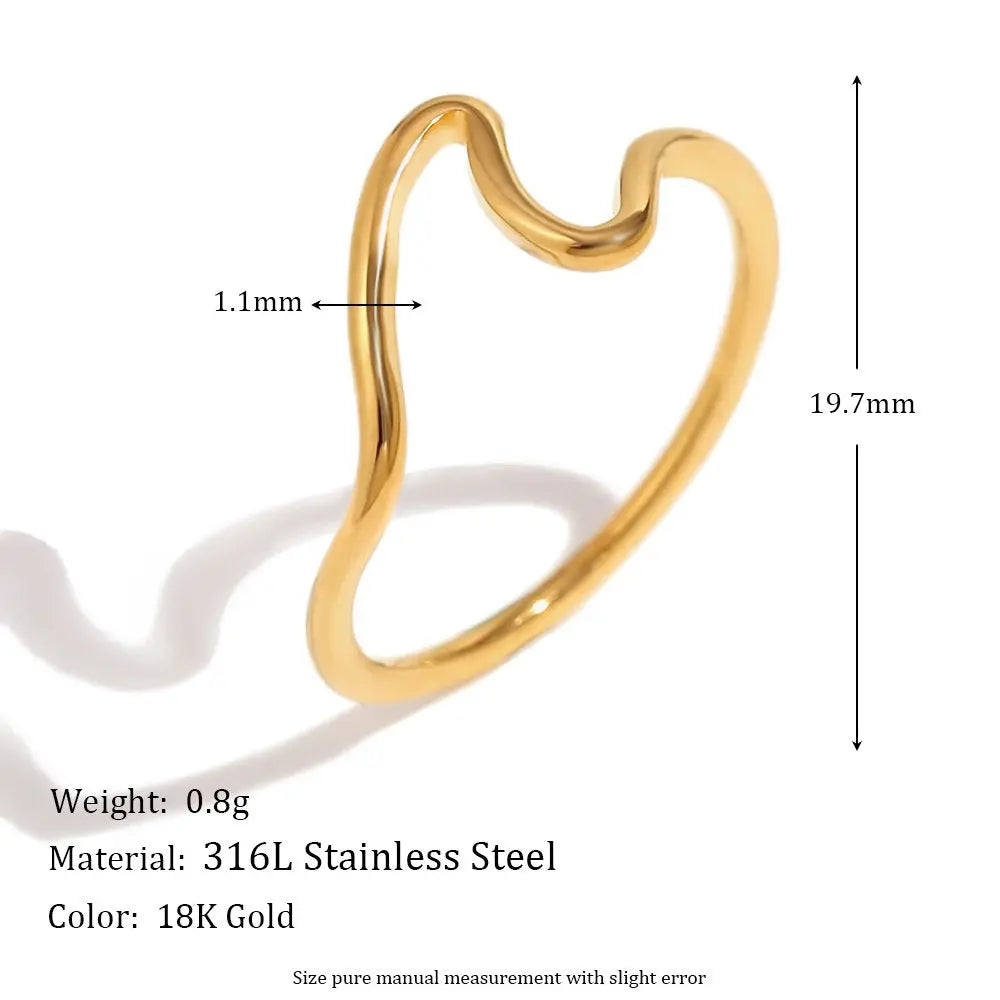 Golden Wave Stacking Ring – 18KT Gold Plated - Krystal Touch
