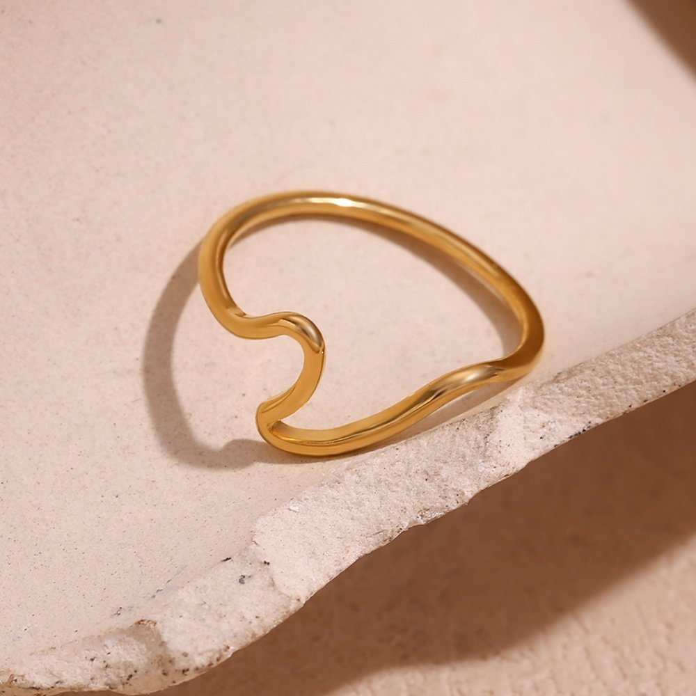 Golden Wave Stacking Ring – 18KT Gold Plated Krystal Touch