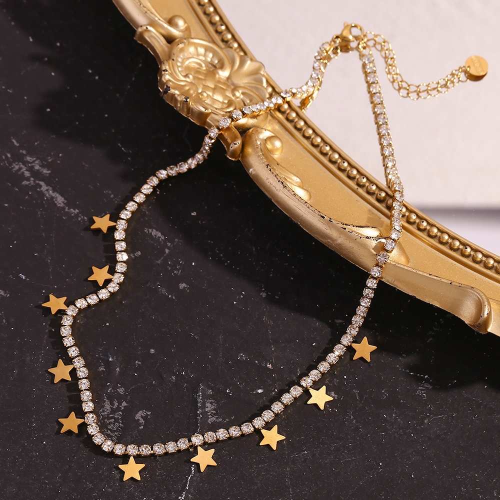 Tennis Star Necklace - 18KT Gold Plated Krystal Touch