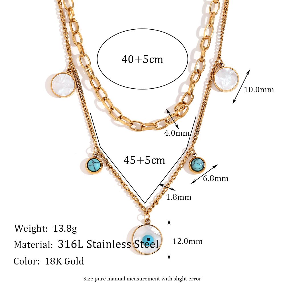 Turquoise EvilEye Double Layer Necklace - 18KT Gold Plated Krystal Touch