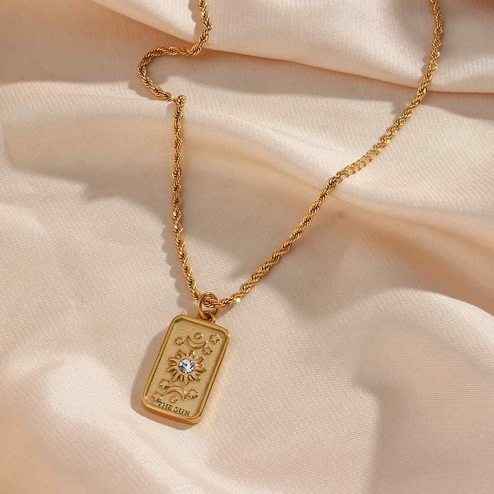 Celestial Soulmate Pendant – Sun, Star & Tarot Charm