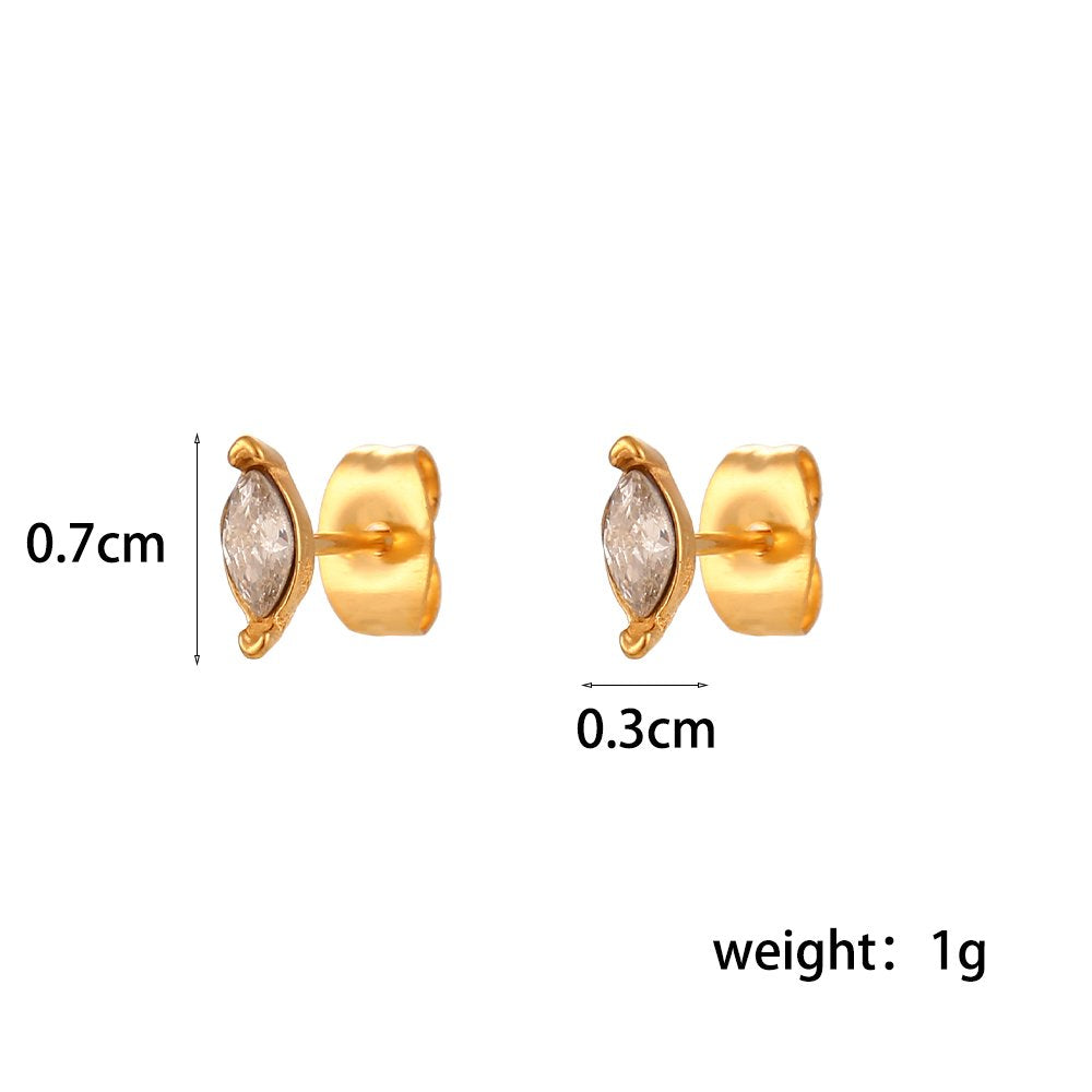 Dainty Zircon Charm Necklace Earring Set - 18k Gold Plated