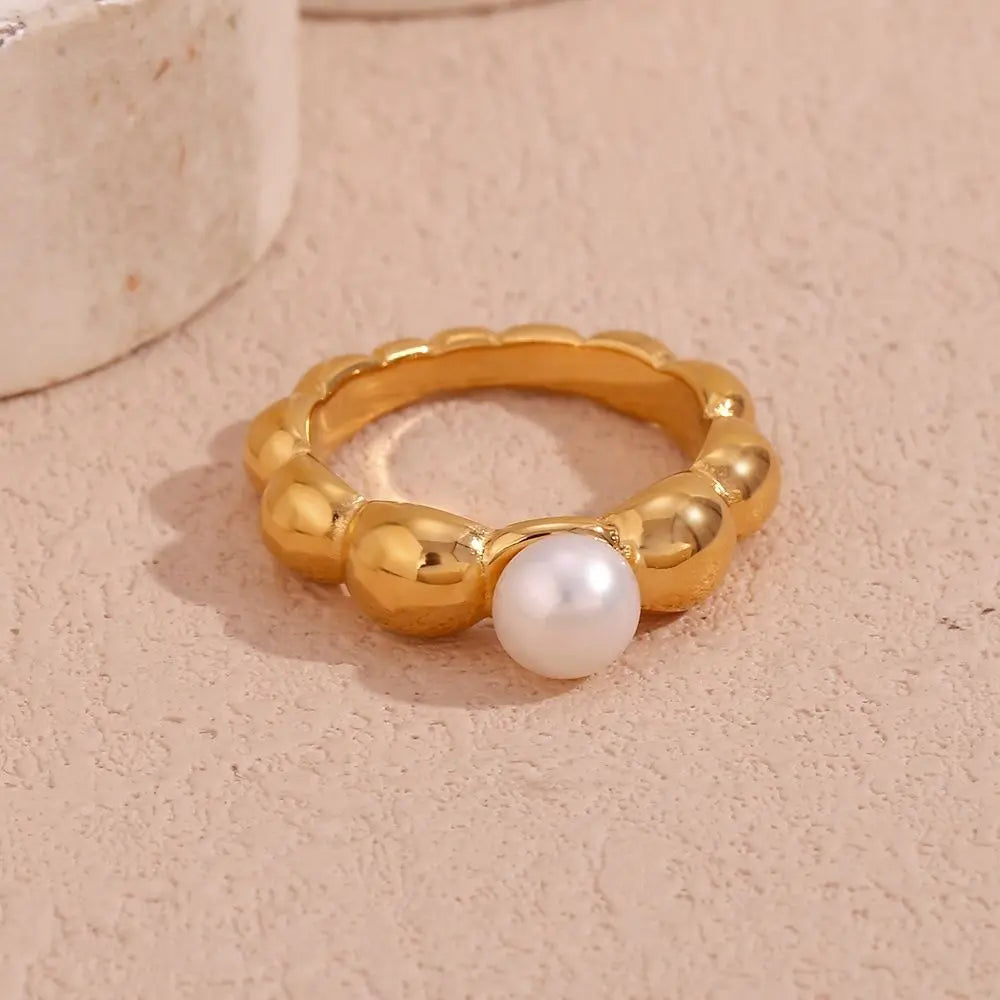 Blossom Pearl Ring – 18KT Gold Plated - Krystal Touch