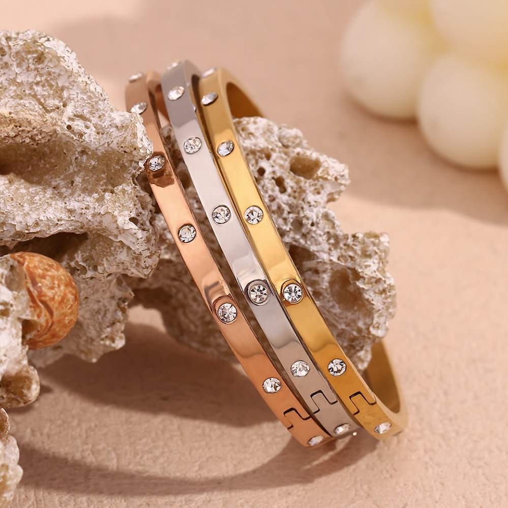 Zircon Bangle Bracelet – 18KT Gold Plated