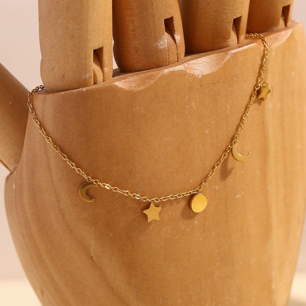 Sun, Star & Moon Charm Bracelet – 18KT Gold Plated Krystal Touch