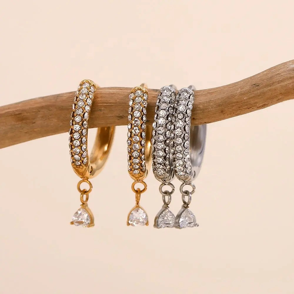 Golden Zircon Tiny Huggies – 18KT Gold Plated - Krystal Touch