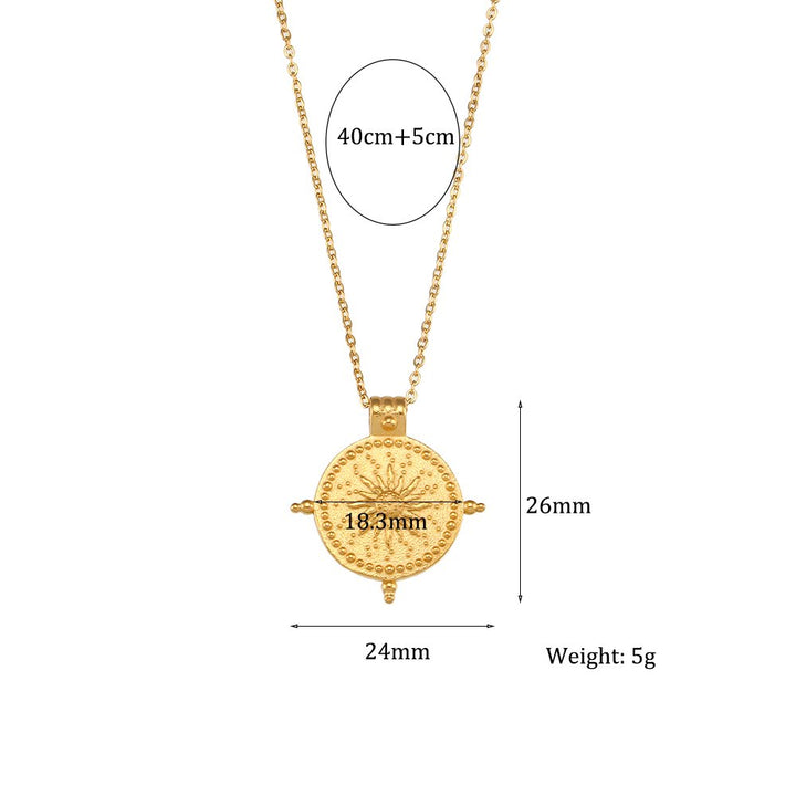 Elegant Sun Pendant Necklace - 18KT Gold Plated