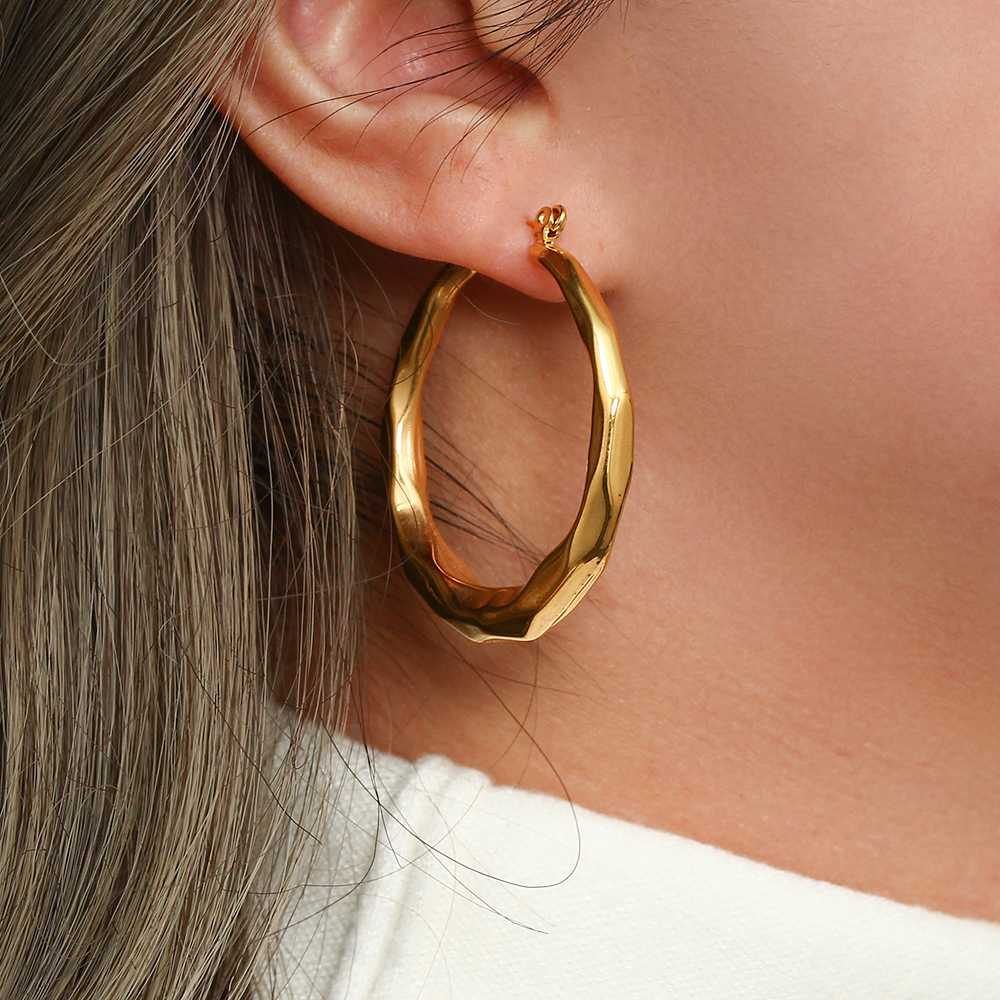 Hola Hoop Earring- 18KT Gold Plated Krystal Touch